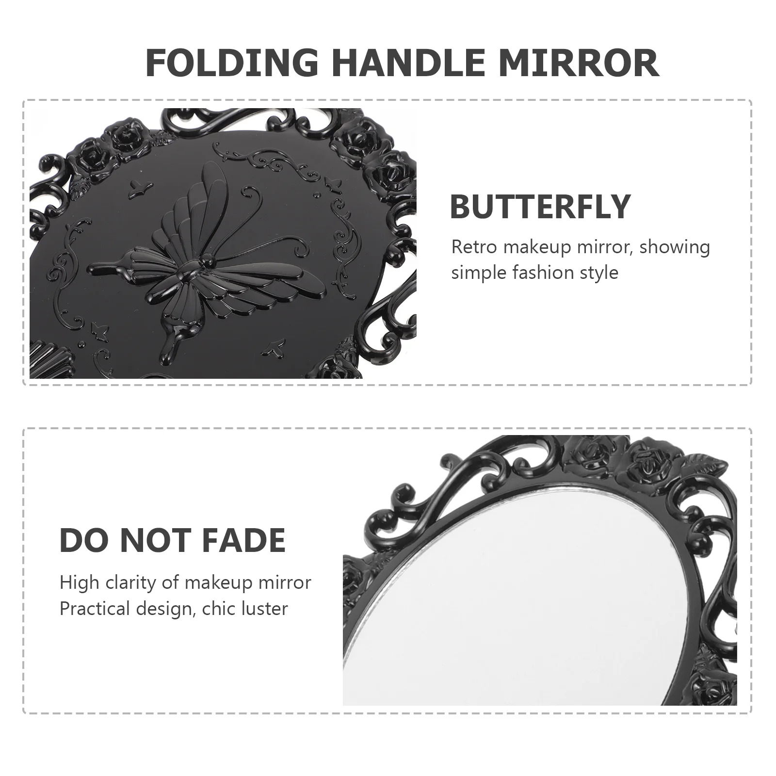 

Rose Folding Mirror Flower Ornate Handheld Makeup Cute Travel Compact for Women