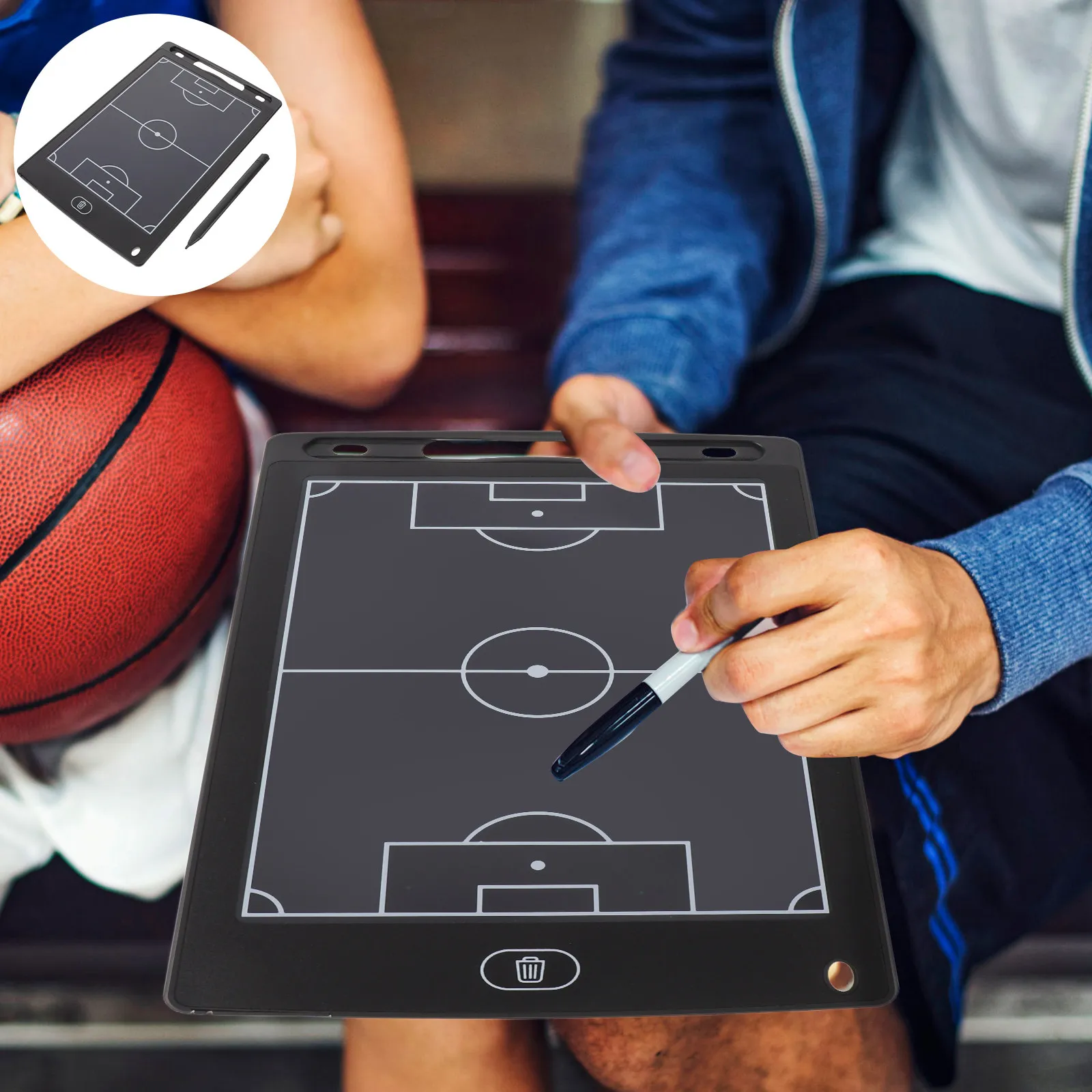 Magnetic Football Strategy Board 27x18cm with Bright LED Light for Field Analysis Coaching Education Tactical Planning Tool