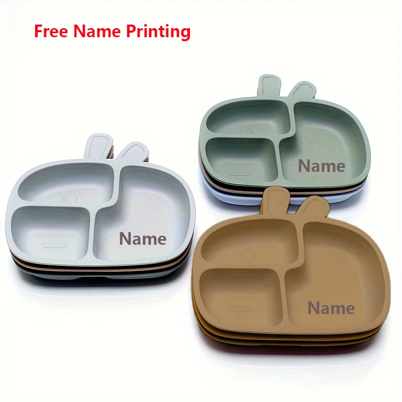 

Free Name Printing Silicone Divided Meal Tray with Suction Cup Bowl - Perfect Gift for Baby Boys & Girls