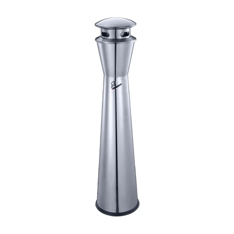 

Stainless steel cigarette butt column sitting upright ashtray trash can hotel hotel lobby office building shopping mall