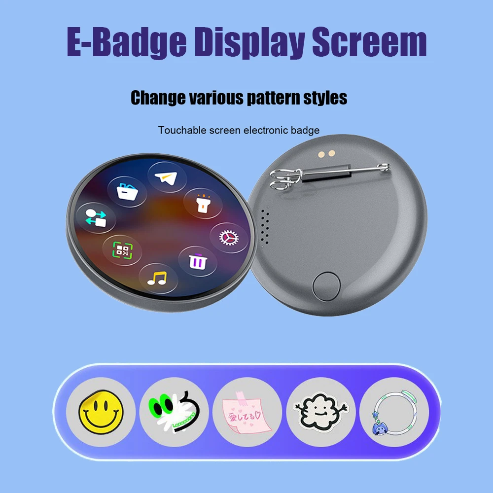 L8 شارة إلكترونية شاشة عرض LED زر شاشة قابلة للمس بلوتوث توصيل شارة التطبيق لمحبي أوتاكو هدايا أبيض رمادي #1