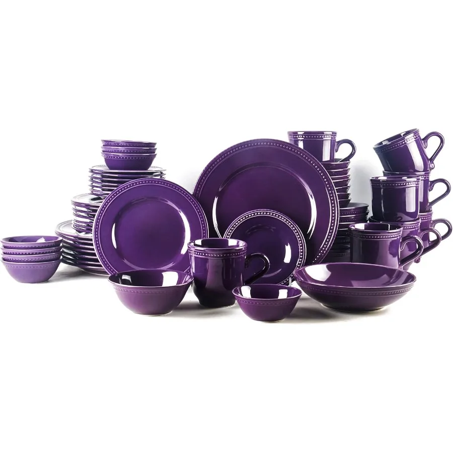 

Набор столовой посуды из керамогранита Pearl Dots, фиолетовый, набор из 56 предметов