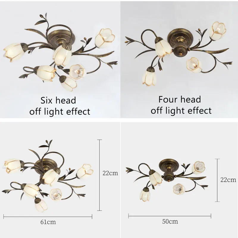 Imagem -05 - American Rural Retro Flower Shaped Luz de Teto Modern Sala e Quarto Estilo Francês Luminárias