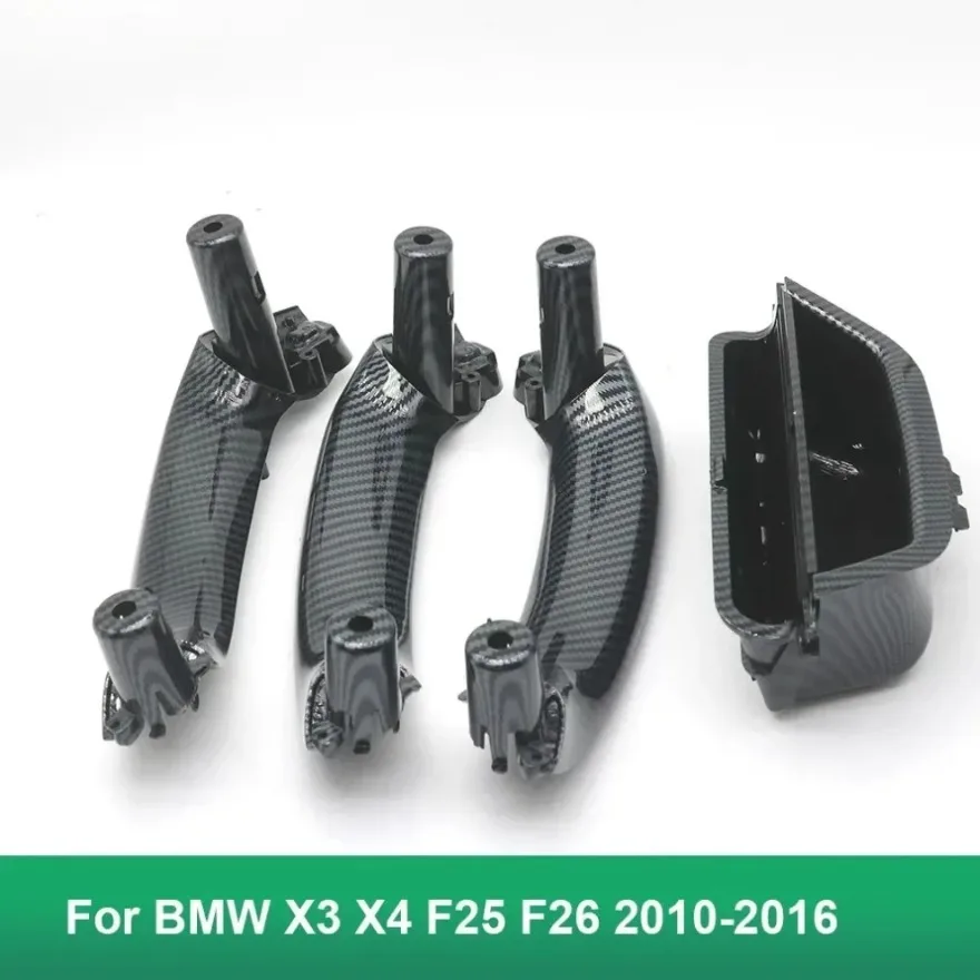 4PCS SET LHD RHD Carbon Fiber Interior Door Handle Panel Cover Trim For BMW X3 X4 F25 F26 2010-2016