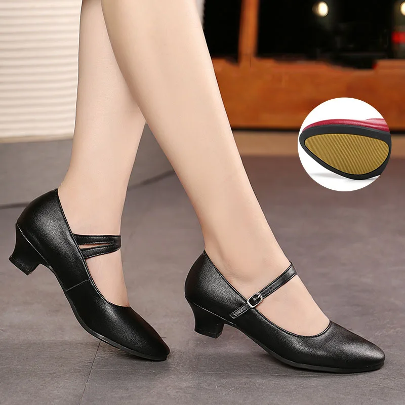 Genuine Leather Dance Shoes Women Modern Tango Salsa Latin Ballroom Dance Shoes Women High-heel Lady Professional Dance Shoes