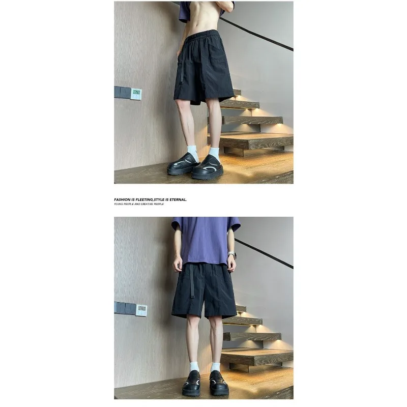 Men's American Retro Quick Dry Cargo Shorts Loose Straight Four Point Casual Sports Outdoor Pants