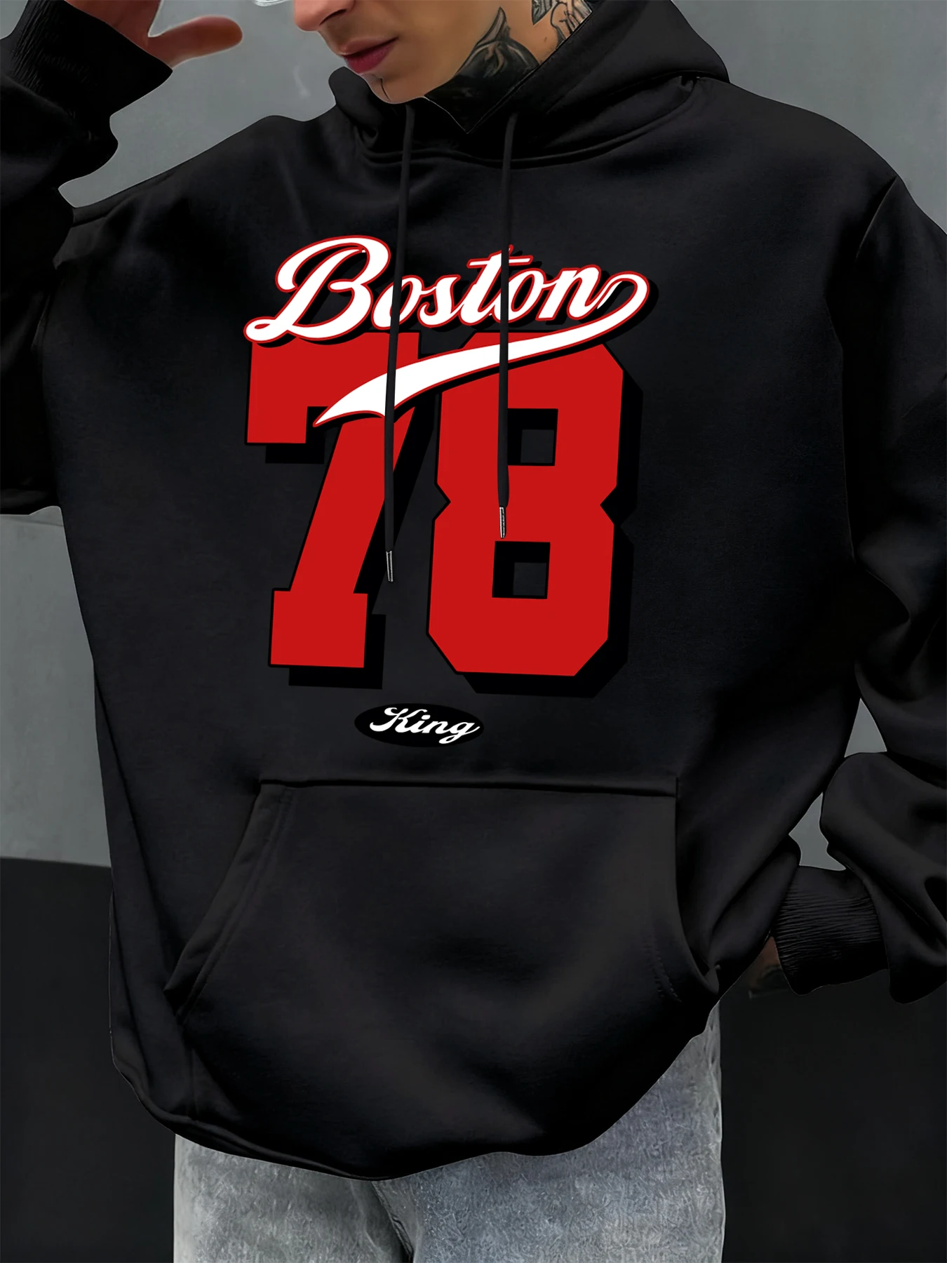 Boston Nummer 78 Gedruckt Männer Hoodies Tasche Fleece Sportswear Übergroßen Hip Hop Hoodie Herbst Street Fashion Unisex Pullover