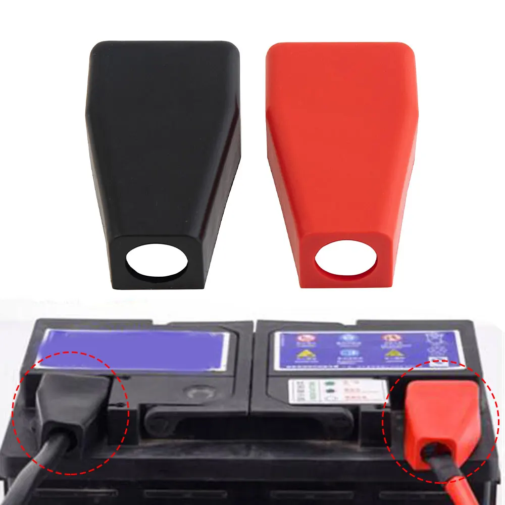 

2pcs Car Battery Terminal Covers Positive Negative Top Post Cap Protection Insulate Case Battery Wire Connectors Rubber Caps