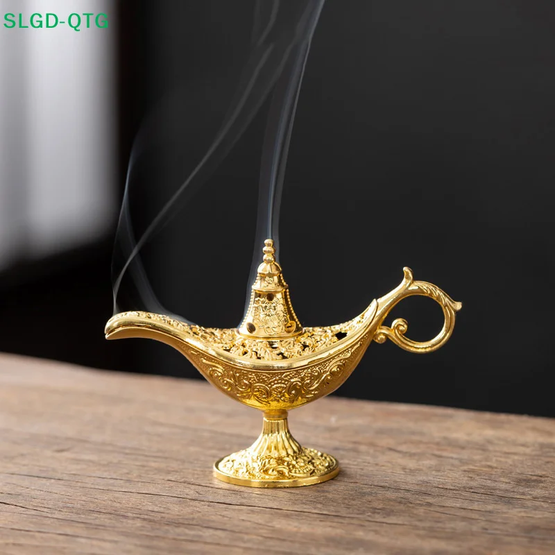 Super Offre ! 1 pièce Lampe à huile magique Aladdin creuse, brûleur d'encens rétro, lampe à vœux, décoration d'intérieur, cadeau 6cm/2.36in*9cm/3.54in