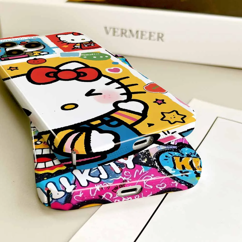Hermosa pantalla completa Hello Kitty para Samsung A73 A71 A56 A55 A54 53 52S 51 36 35 34 33 32 31 25 24 23 22 A17 funda de teléfono