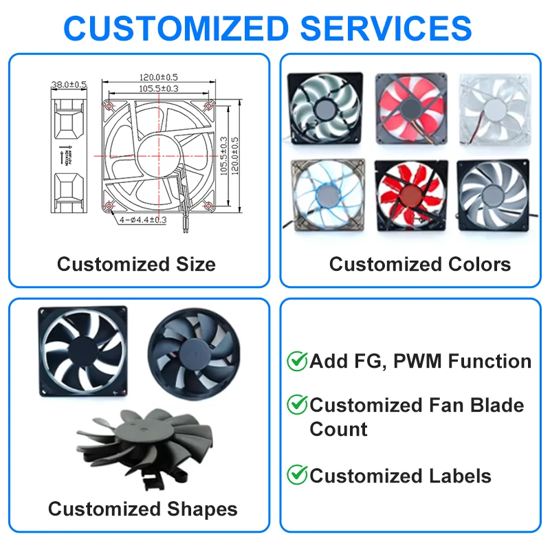 80x80x25mm DC Axial Flow Exhaust Fan 8025 5V/12V/24v High CFM Ball Bearing Cabinet Ventilator