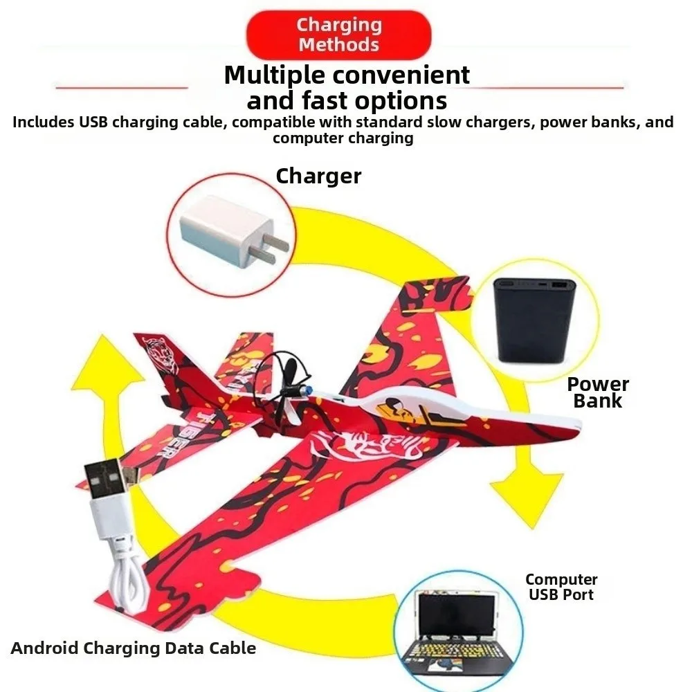 

with LED Light Electric Foam Plane Glider 2 Styles Hand Airplanes Capacitor 33.5*29.5*7cm Outdoor Aircraft Model