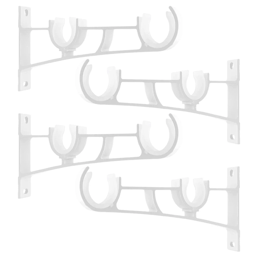 

4pcs Curtain Double Rod Bracket Hooks for Wall Iron Holder Hangers Black Finish Sturdy Base Dual Design Curtains Mounting