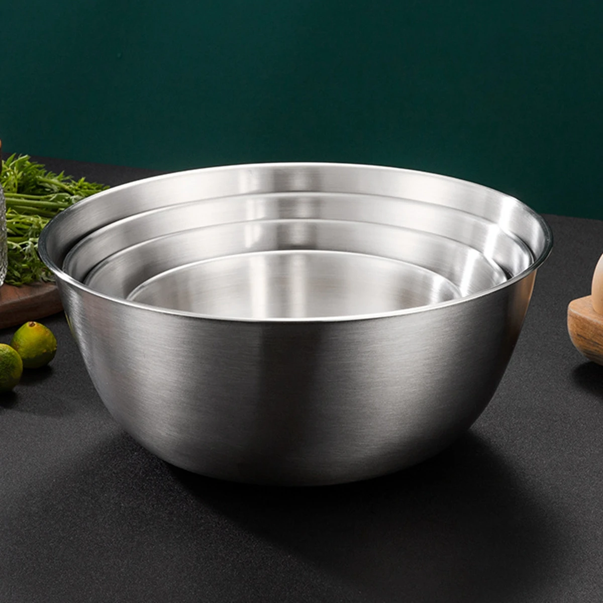 4Pcs 304 Stainless Steel Bowls Nesting Whisking Salad Bowls Set with Scale Mixing Bowls For Cooking Baking Storage Tableware