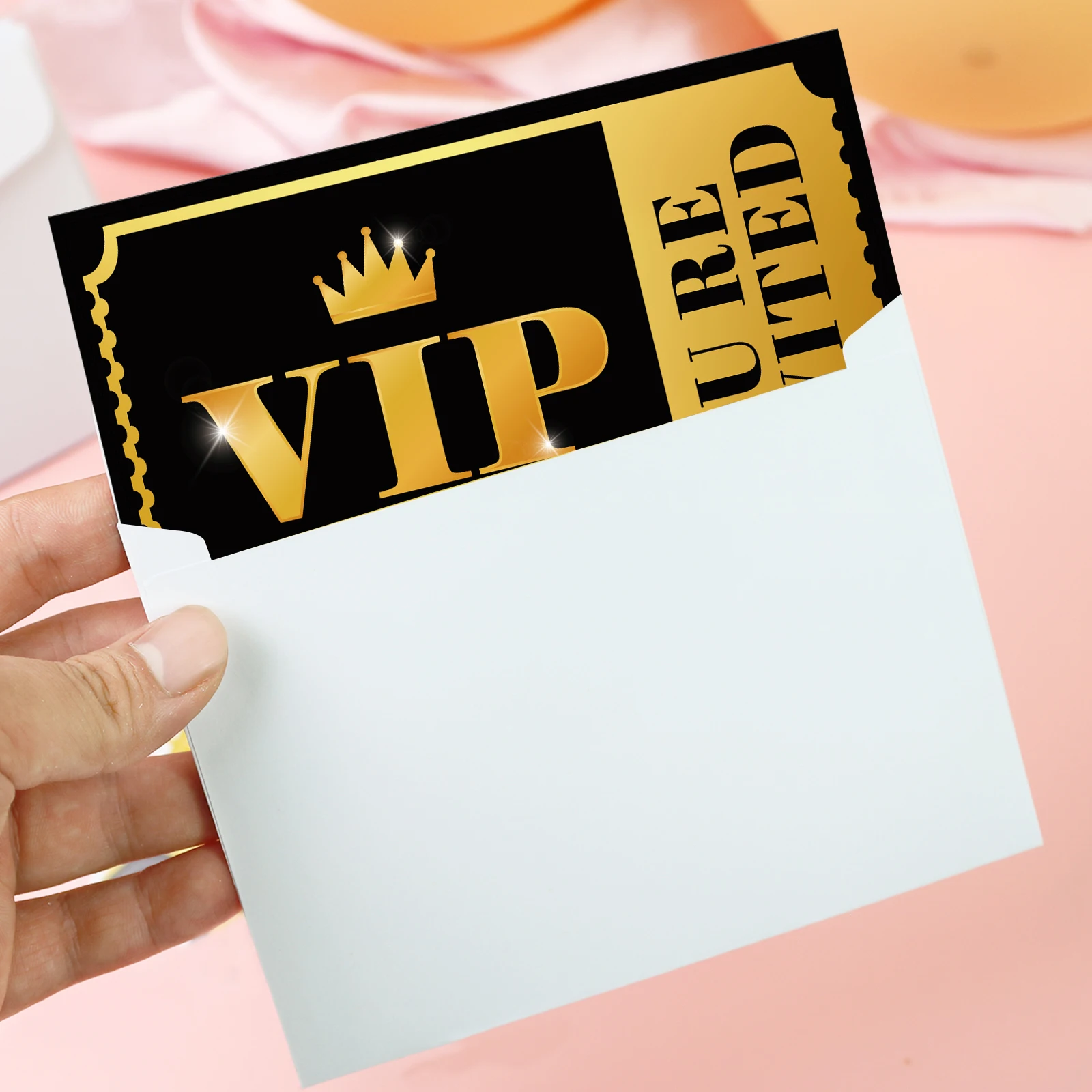 20 VIP party invitations, double-sided gold and silver, themed birthday celebration invitation cards, paper tickets for various view 2