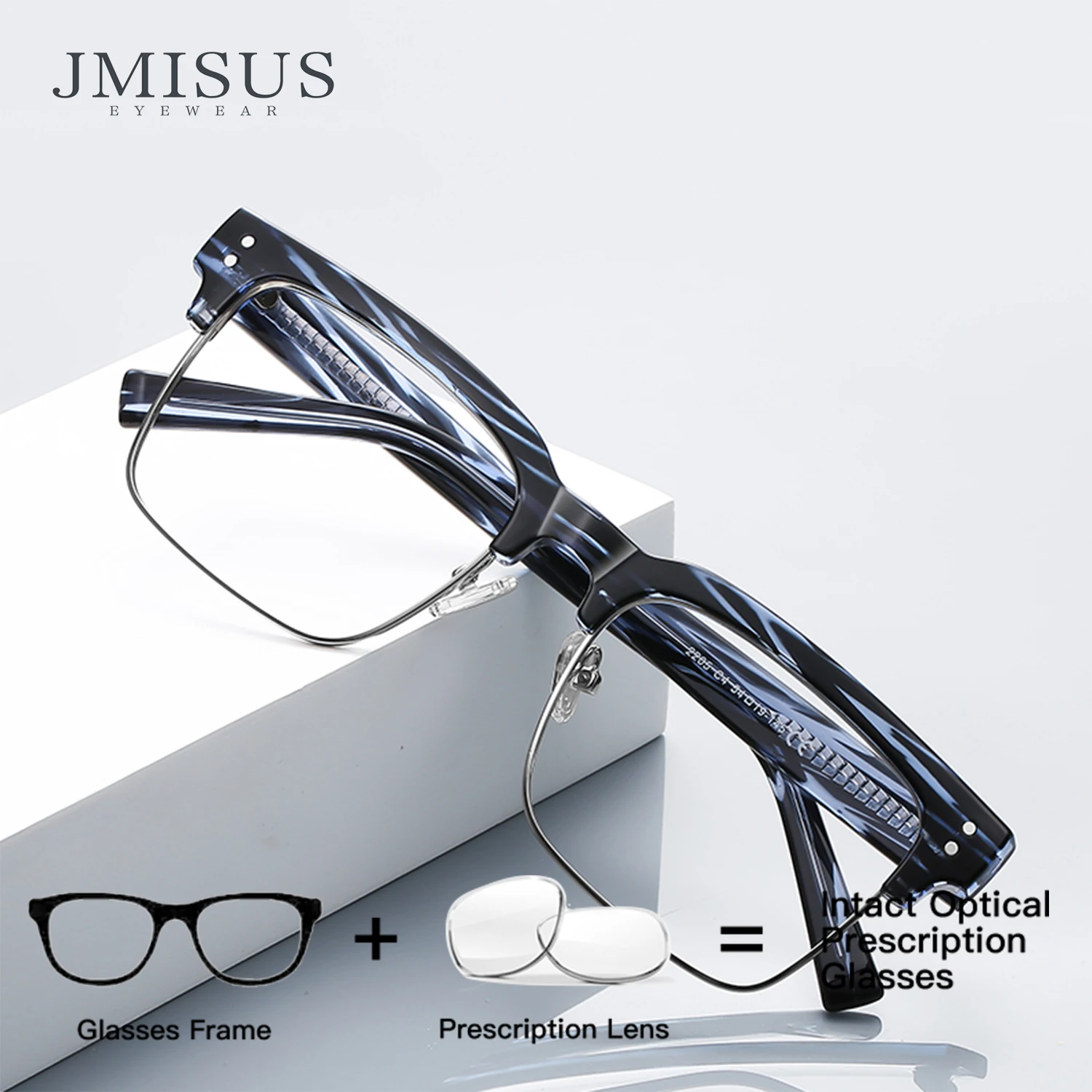 

JMISUS Business Square Progressive Multifocal Glasses Handmade Acetate Photochromic Blue Light Blocking Optical Eyewear for Men
