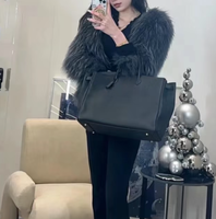 casual tote Large capacity big handbag women men luxury bucket bag leather vintage bag cowhide genuine fashion shopping travel