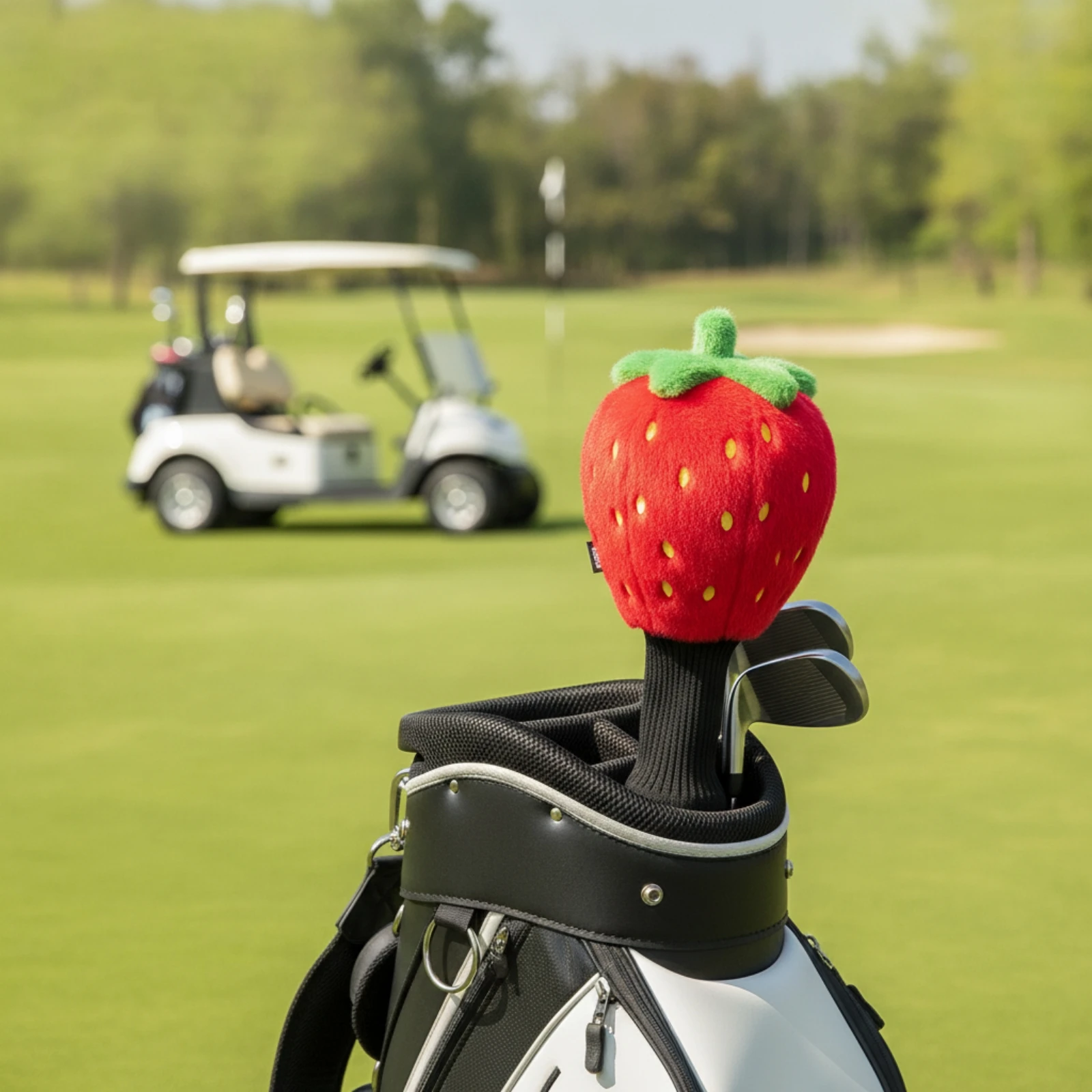 strawberry-golf-headcover-cute-golf-driver-cover-with-knit-neck-driver-head-cover-soft-shielding-for-golfers-driving-range