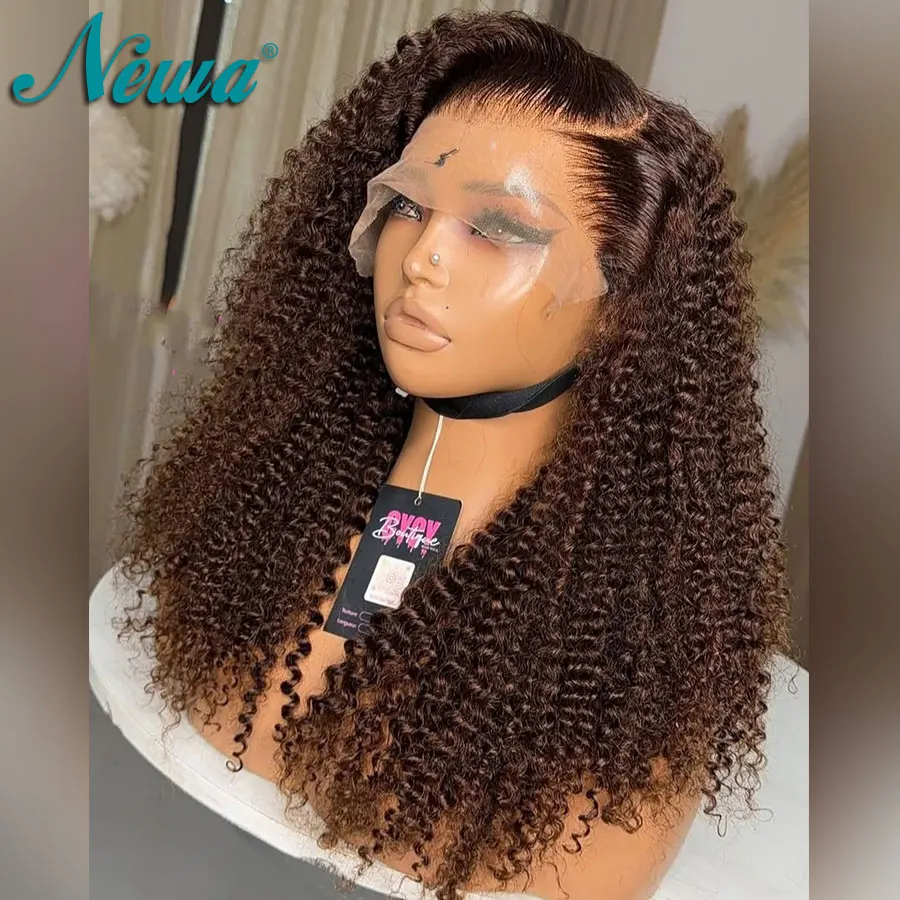 

Новый парик Newa из окрашенных человеческих волос с HD-кружевом 13x6, с отбеленными узлами, безклеевой HD-кружевной парик 5x5/6x6, кудрявый, предварительно выщипанный