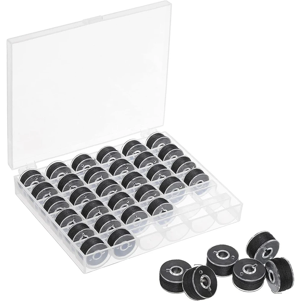 

36Pcs Plastic Bobbin Thread Black and White Prewound Thread Bobbins for Domestic Sewing Machine DIY Crafting Embroidery Thread