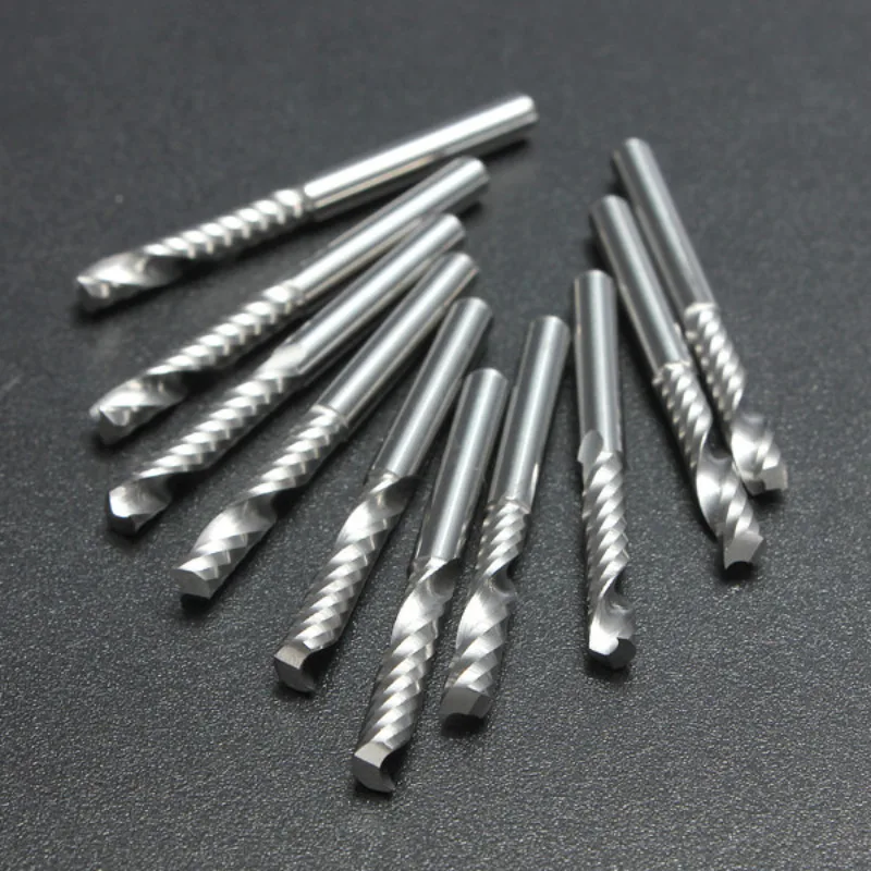 10pcs/lot 1/8 High Quality Cnc Bits Single Flute Spiral Router Carbide End Mill Cutter Tools 3.175 x 17mm (1Lx3.17)