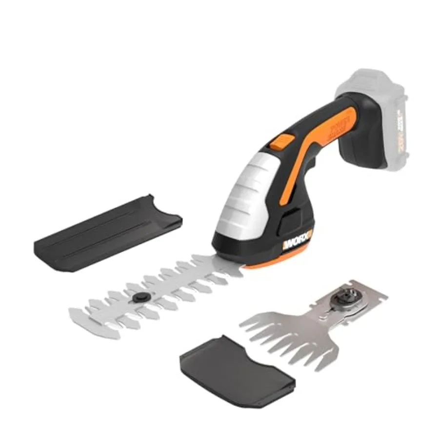 

2 in 1 Cordless Hedge Trimmer 4" Grass Shear and 8" Shrub Trimmer with 2 Blades Battery and Charger Not Included WG801.9