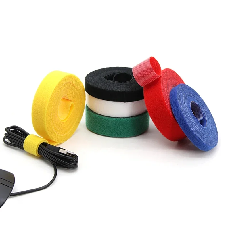 5m/roll Self Adhesive Tape Cable Ties Reusable Loop Bundle DIY Accessories Nylon Strap Organizer Clip Wire Holder Management