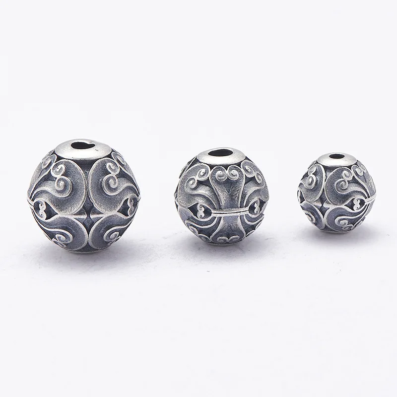 Vintage 100% 925 Silver Lucky Cloud Beads Sterling Loose Beads DIY Bracelet Findings