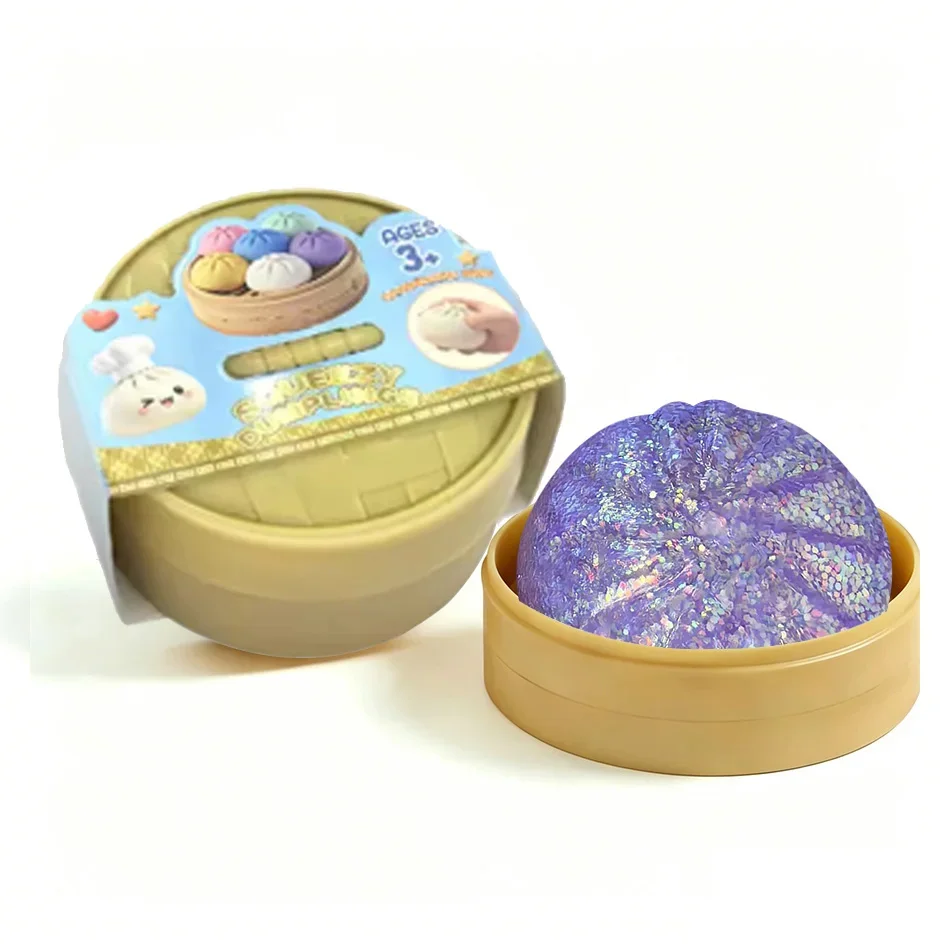 Glitter Dumpling Glitter Dumpling Squishy met doosje Dumplings Zintuiglijk knijpspeeltje voor stressverlichting
