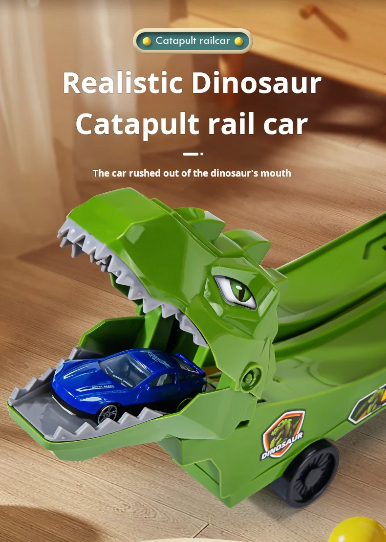 Dinosaurier Track Auto Schiebe Eisenbahn Spielzeug Shark DIY Montiert Schiene Kinder Spielen Fahrzeuge Pädagogisches Spielzeug Für Jungen Geschenk – Detail 7