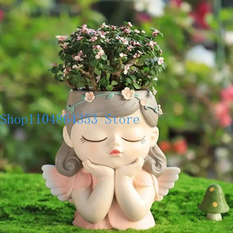 

652F Girl Concrete Flower Pots Molds Planter Vase Silicone Mold Pen Holder Mold Epoxy Resin Plaster Mold