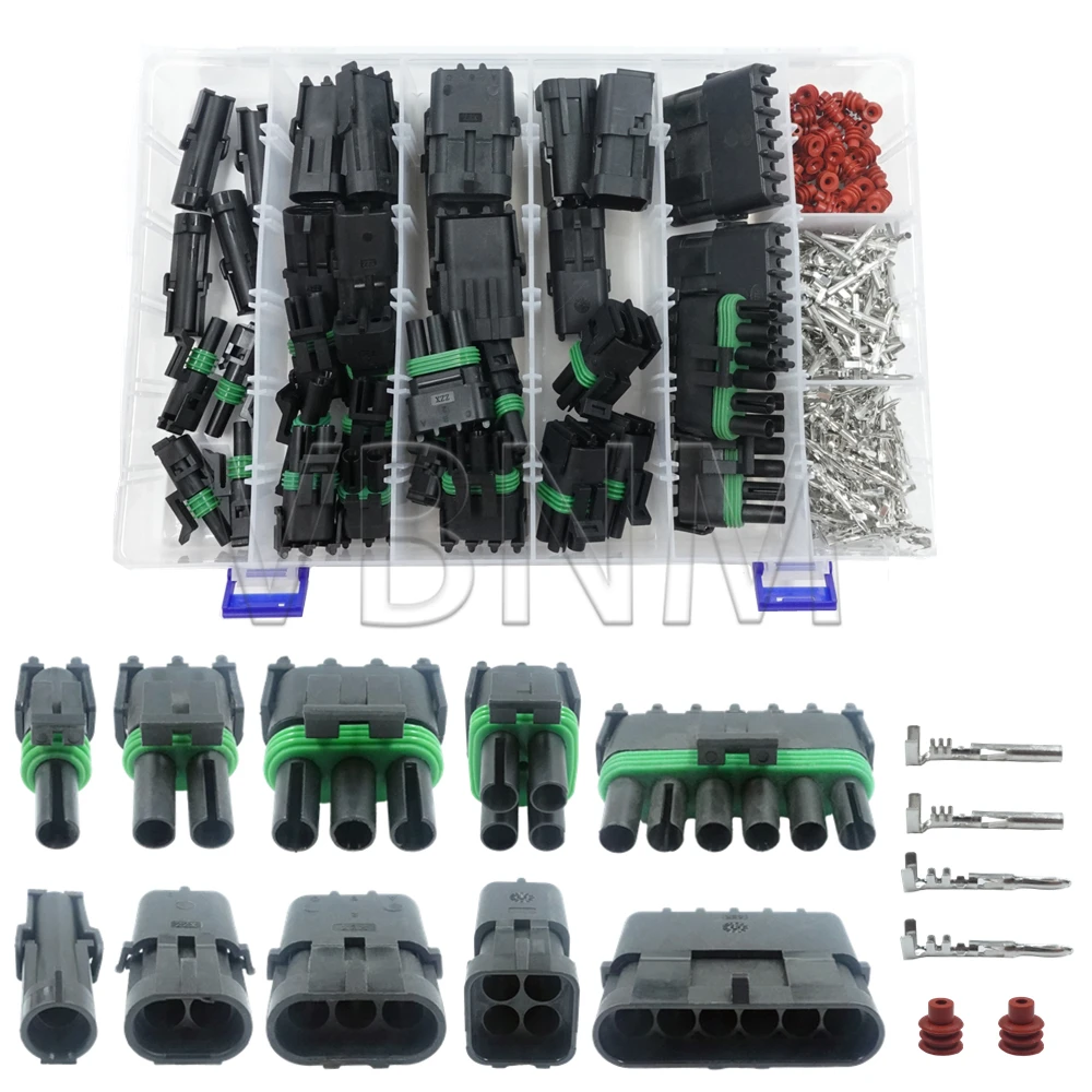 320PCS Waterproof Automotive Wire Connector 1 2 3 4 6 Pin Auto Cable Terminal Block Car Electrical Connector Male Female