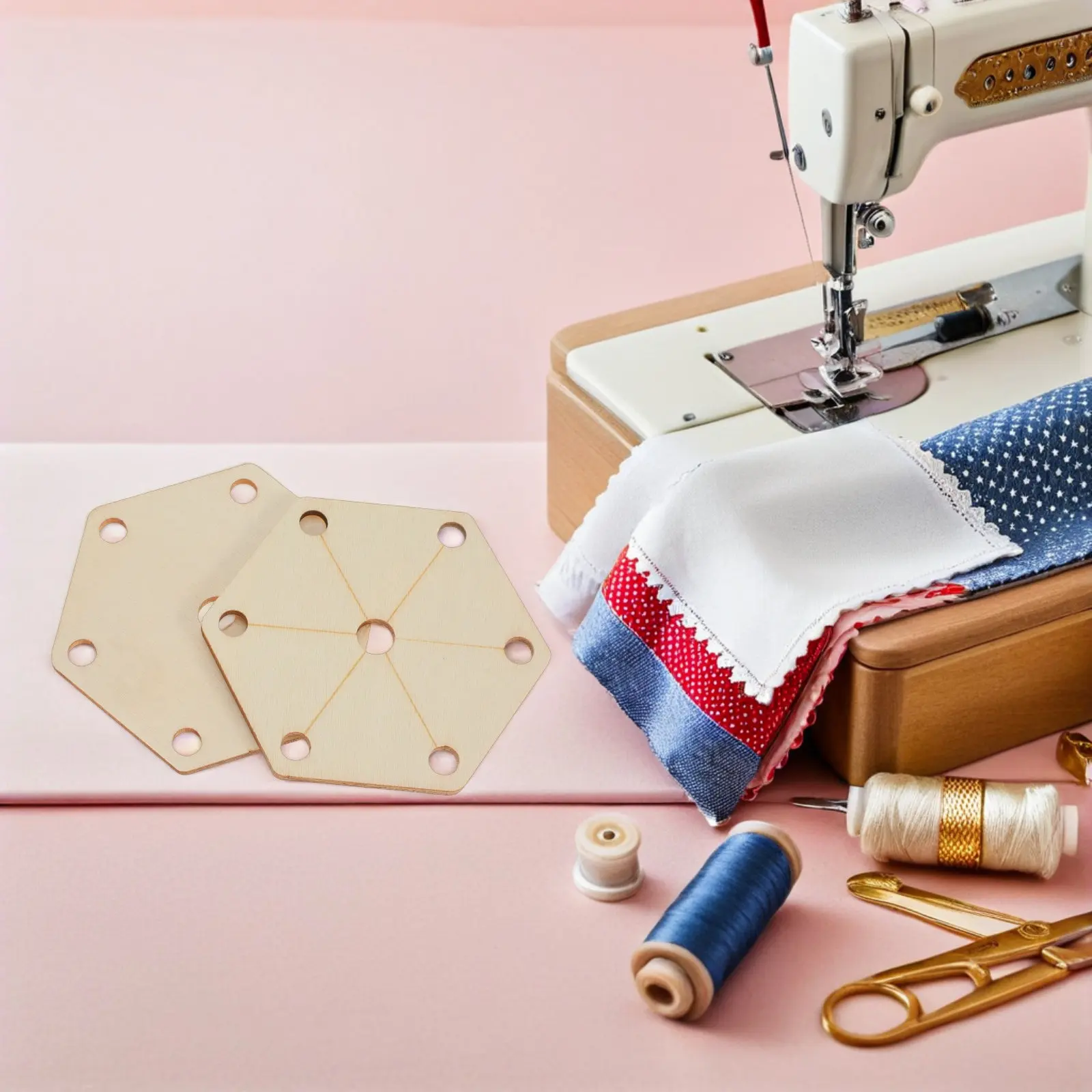 24Pcs Wood Loom Cards Hexagon Tablet Weaving Cards Natural Color Precise Wood Hand Weaving Tools for DIY Scarf Blanket Projects view 4