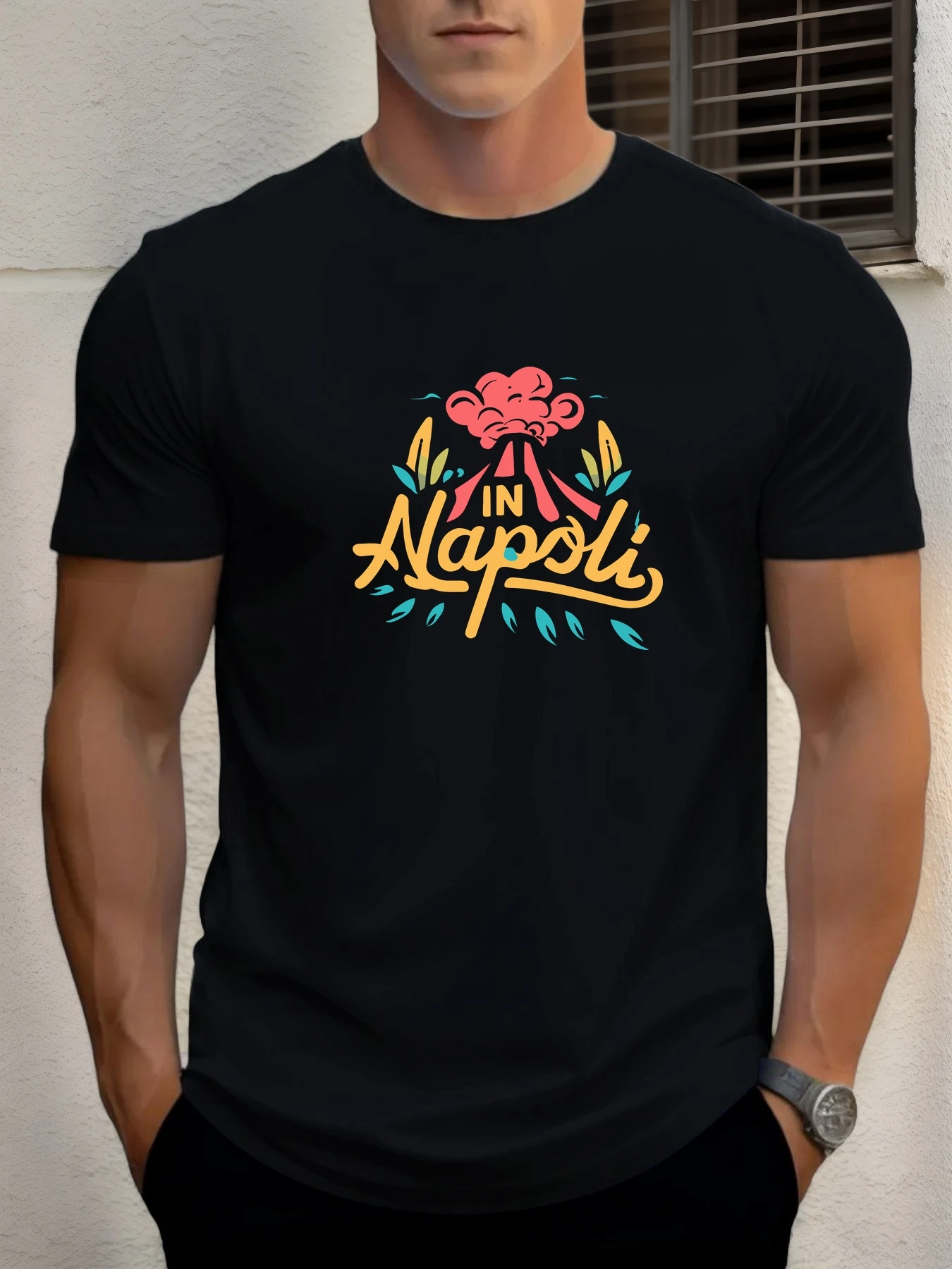 

T Shirt For Men's IN Napoli 100% Cotton Graphic Print Summer Round Neck Tee Casual Breathable Streetstyle Daily Cool T Shirt