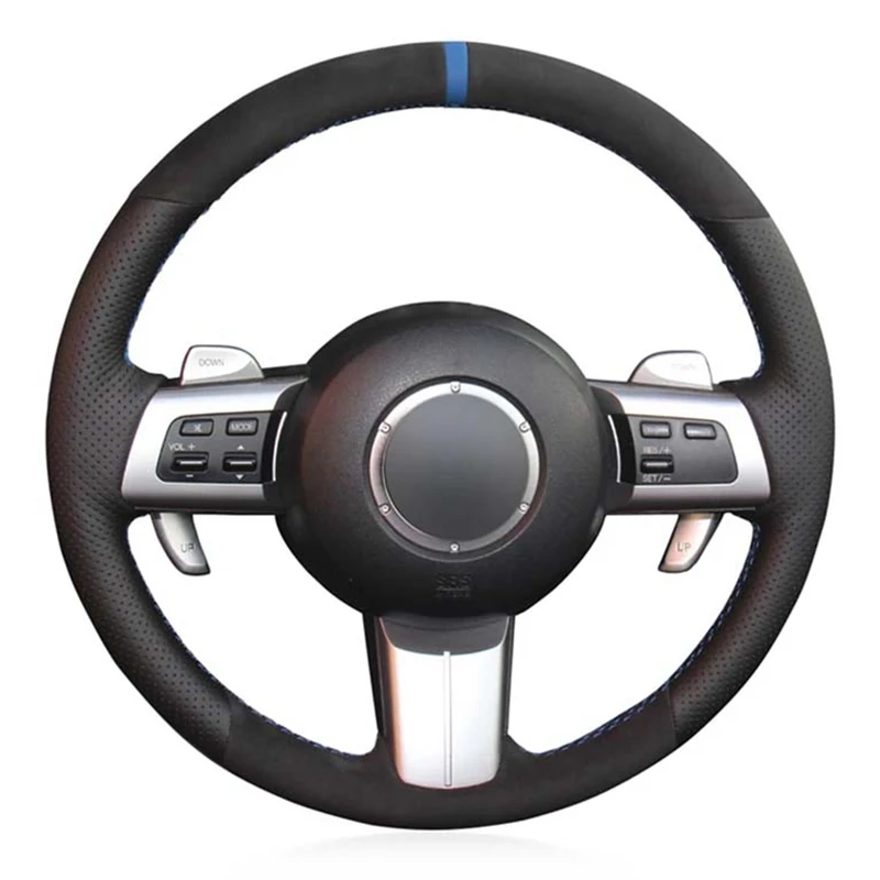 

Soft Black Genuine Leather Suede Car Steering Wheel Cover For Mazda MX-5 Miata 2009-2013 RX-8 2009-2013 CX-7 2007-2009