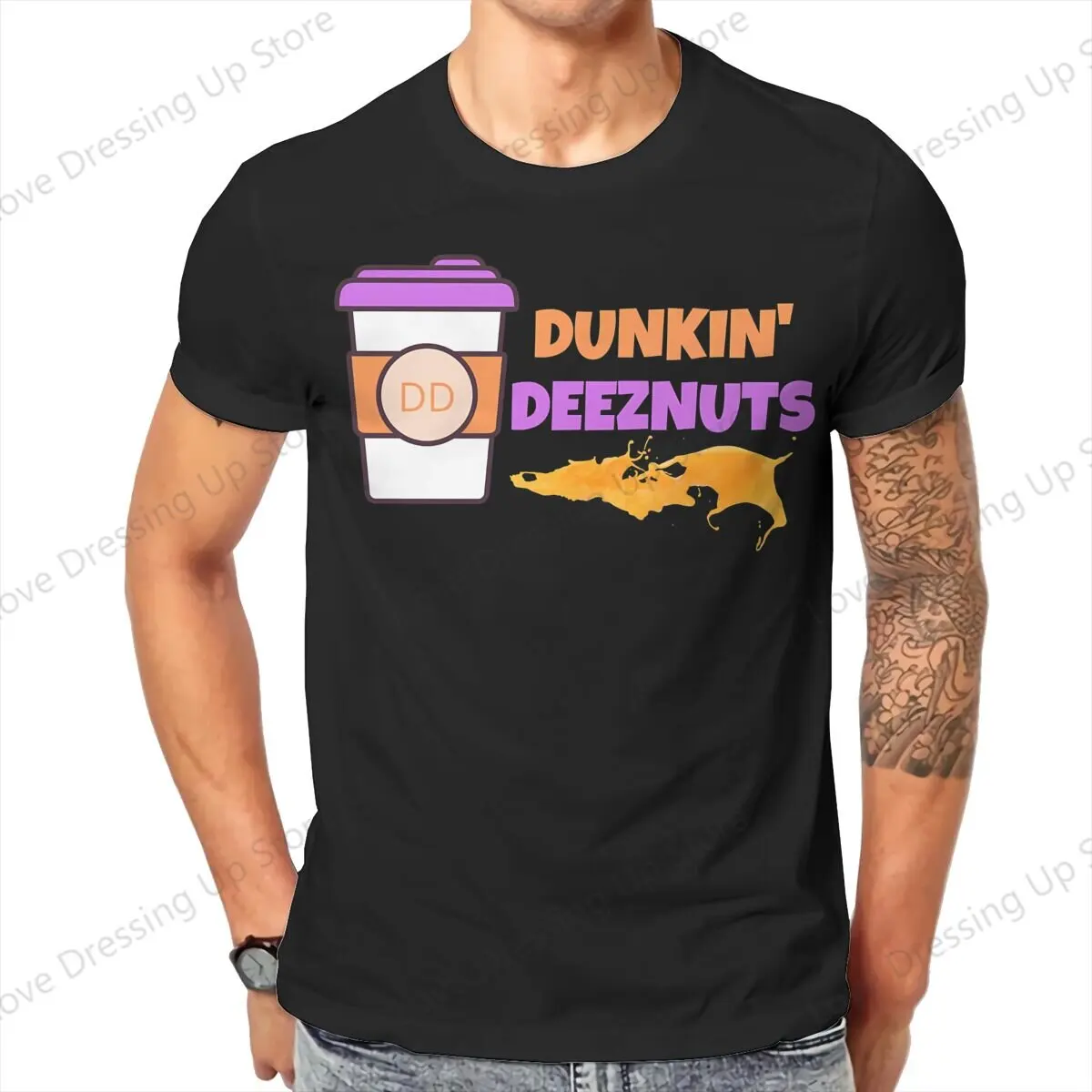 Dunkin' Deez Nuts Cotton Short Sleeve T-shirt Men Women Trend Fun Dunkin Deeznuts  Loose Tops