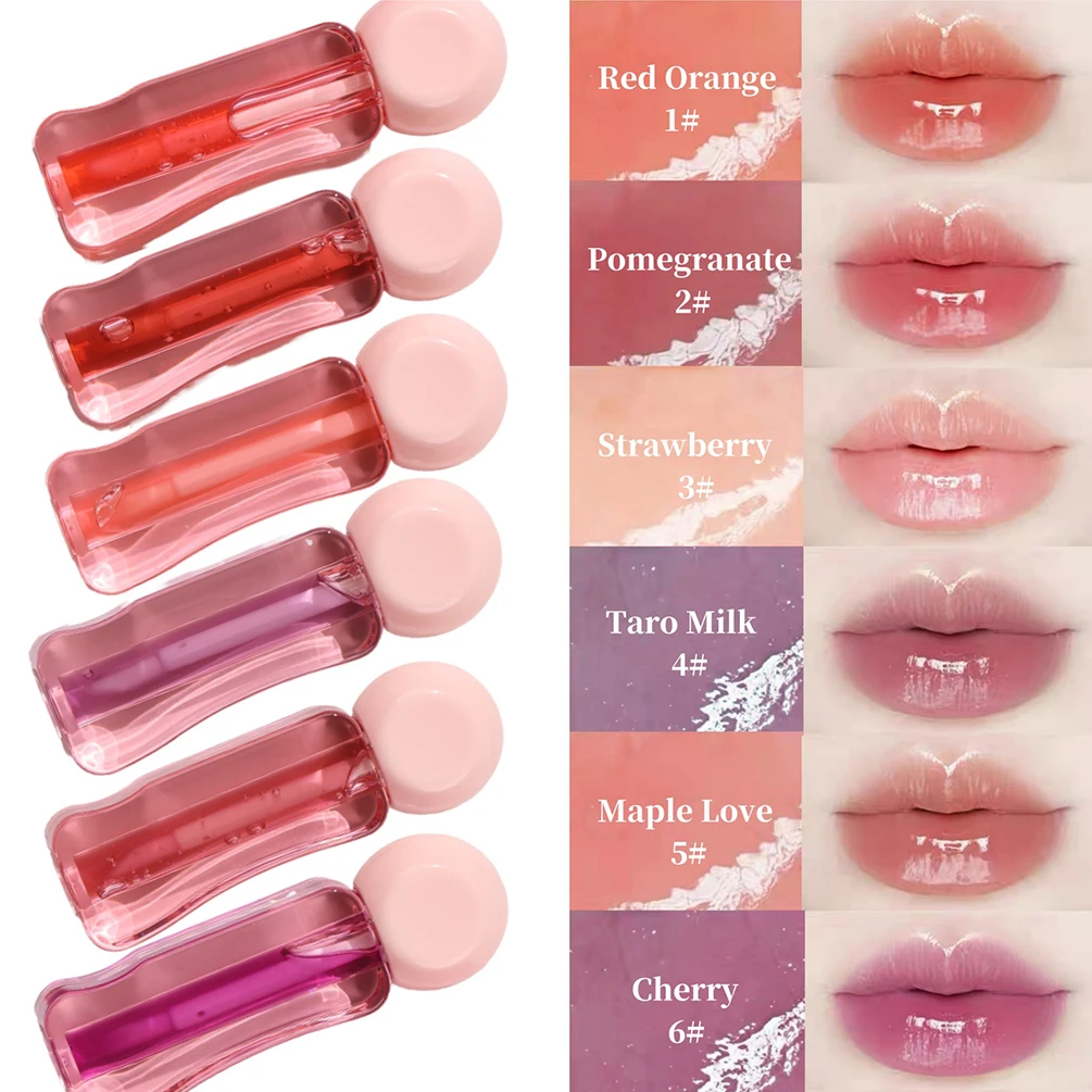 Private Label 6-color Lip Oil Pigment Long Lasting Non-stick moisturizing Lip Care Camellial Custom Logo Makeup Wholesale Vegan