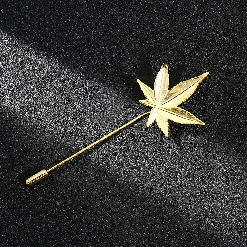 Retro Metal Leaf Flower Brooches Gold Color Animal Long Needle Lapel Pins for Women and Men Shirt Suit Badge Fashion Jewelry