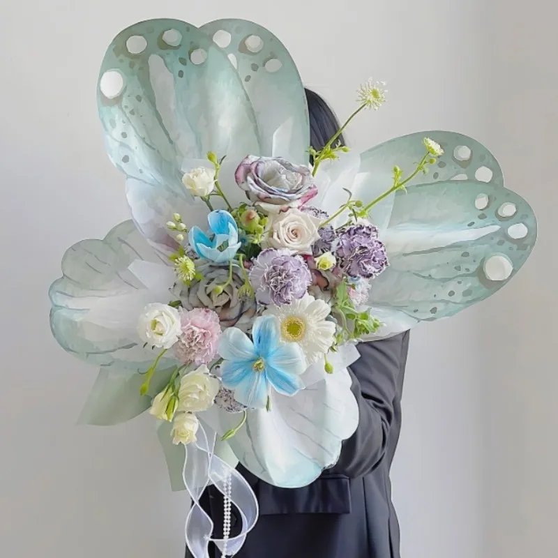 

Цветная упаковочная бумага с бабочками, креативная крафт-бумага с кристаллами и бабочками для упаковки букетов и подарков