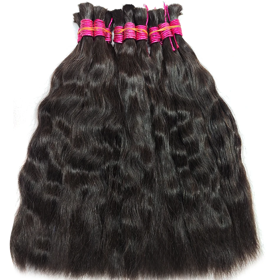 땋기 위한 베트남산 레미 인모 벌크 헤어 (노 웨프트, 다양한 색상, 루즈 딥/딥 웨이브/루즈 웨이브/내추럴 웨이브)