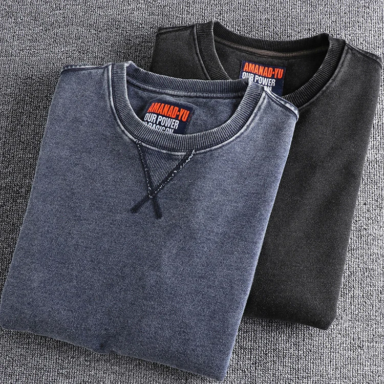 Autumn Winter Thick Hoodies for Men American Vintage Washed Loose Sweatshirts 24ss Y2k Youth Male Streetwear 100% Cotton Quality