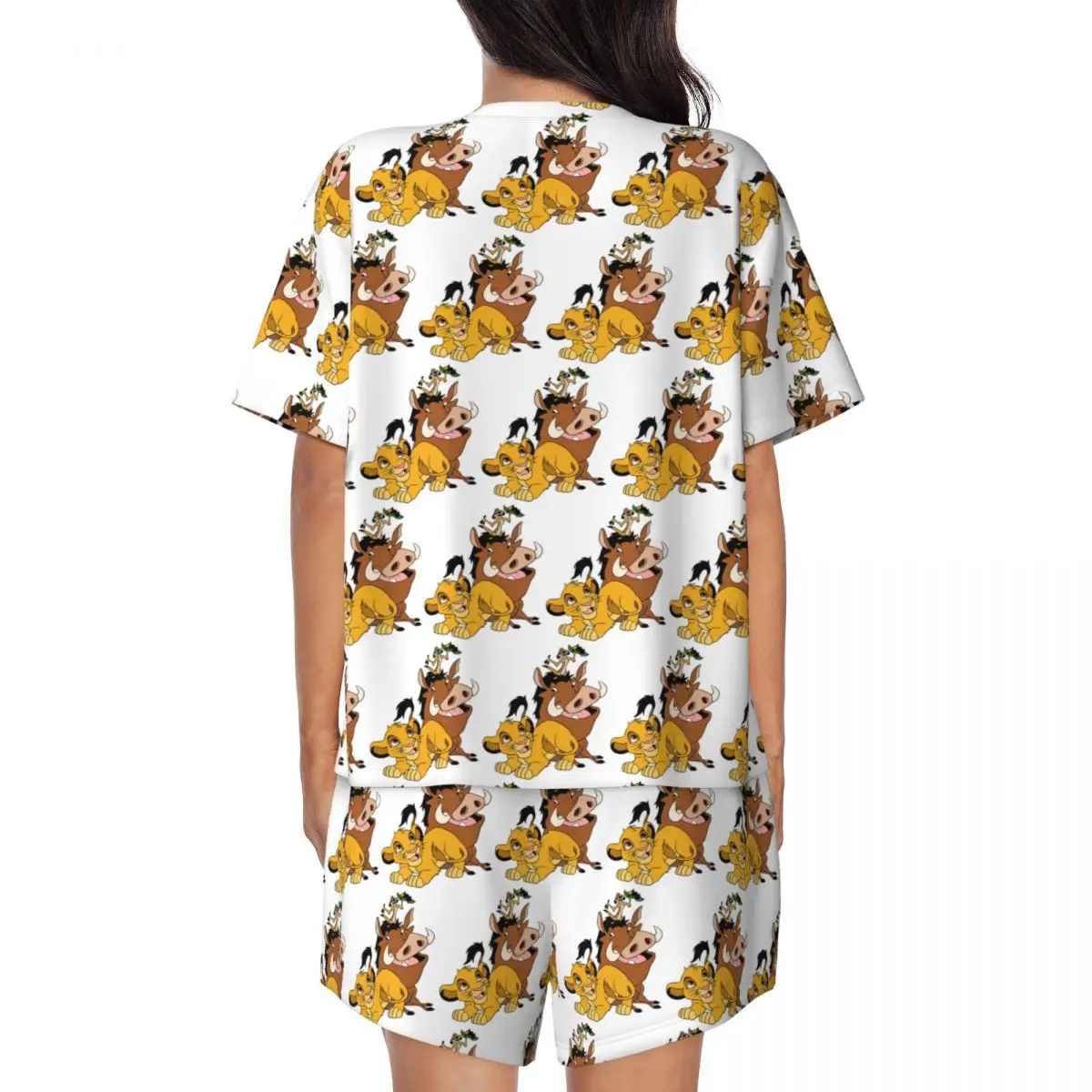 Simba The King Lion Pajamas Set Women Short Sleeve Timon And Pumbaa Sleepwear Loungewear 2 Piece Pjs