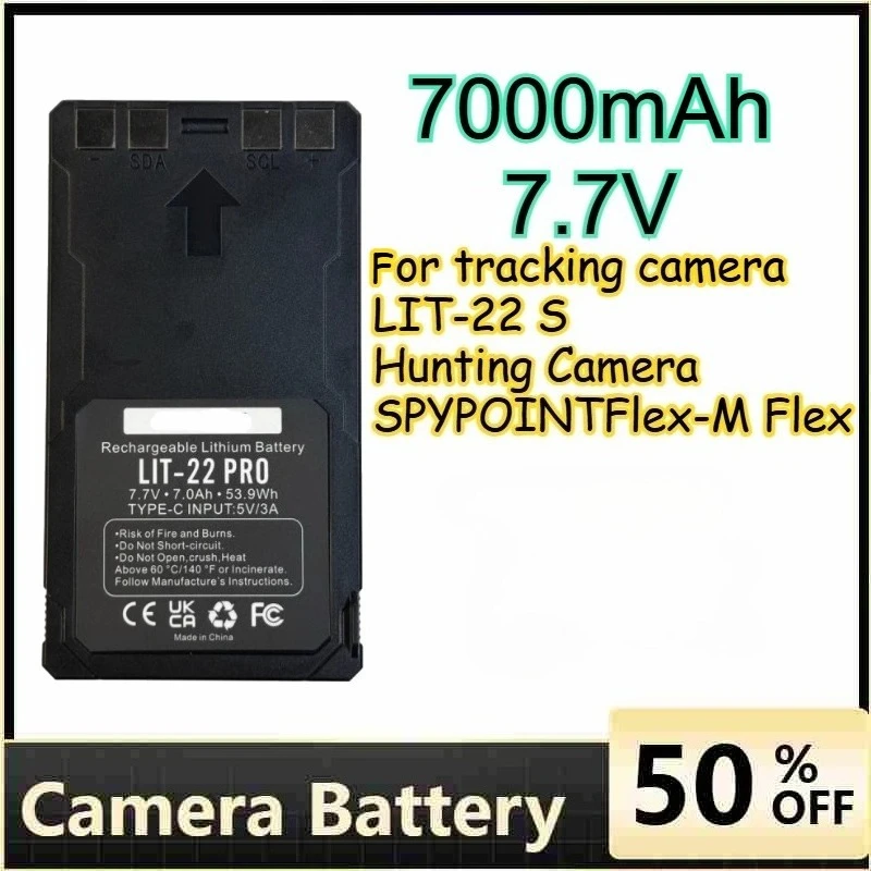 

7000mAh 7.7V LIT-22 Replacement Battery for Tracking Camera SPYPOINT Flex-M Flex Hunting Camera Battery Lithium-ion Battery
