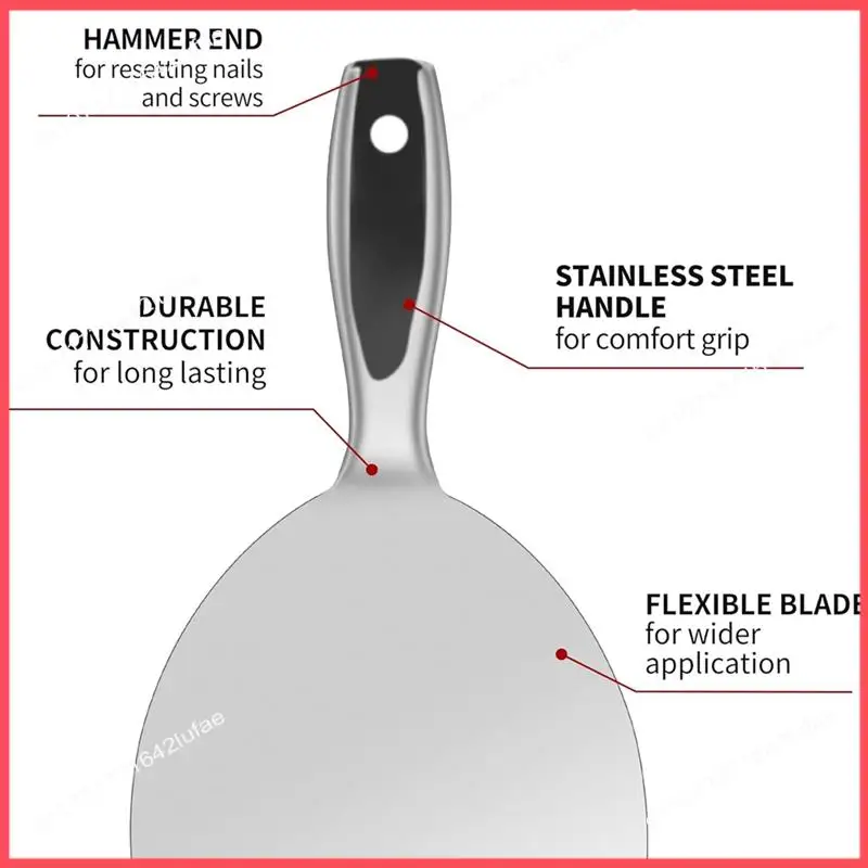 B52C plamuurmessenset, 4-delige premium gepolijste volledig roestvrijstalen schrapergereedschap uit één stuk voor gipsplaatafwerking