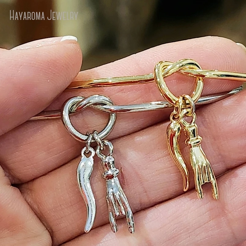 

10 шт., итальянский Cornicello Horn Mano Cornuto, ручной амулет, очаровательный браслет с узлом «Любовь», регулируемый браслет с защитой удачи