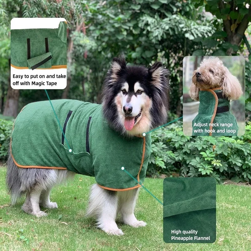 Haustier-Bademantel, sehr saugfähig, Hundetrocknung, Mantel, schnell trocknend, verstellbares Handtuch, für kleine, mittelgroße und große Haustiere, Hunde, Katzen, Bademantel – Detail 5