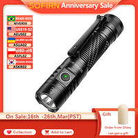 Sofirn SR12 1450lm EDC Spot Flashlight 18650 USB C Rechargeable SFT25R LED 6000K Powerful Light with Magnetic Tailcap