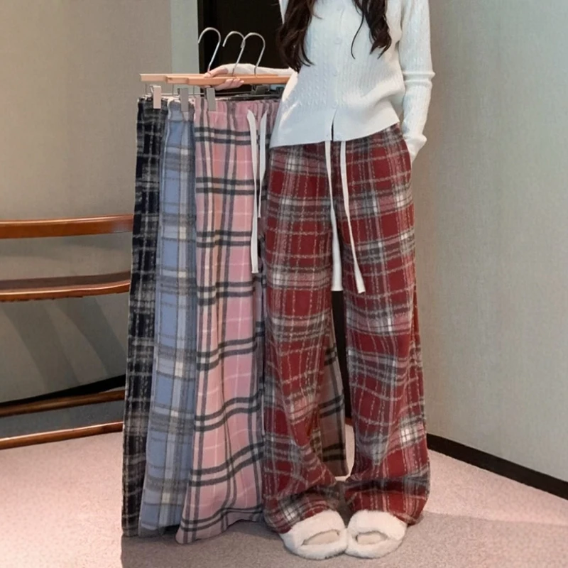 

Мужские повседневные брюки больших размеров, прямые, с эластичным поясом, широкие, в пол, весна-осень, в клетку, в американском стиле High Street