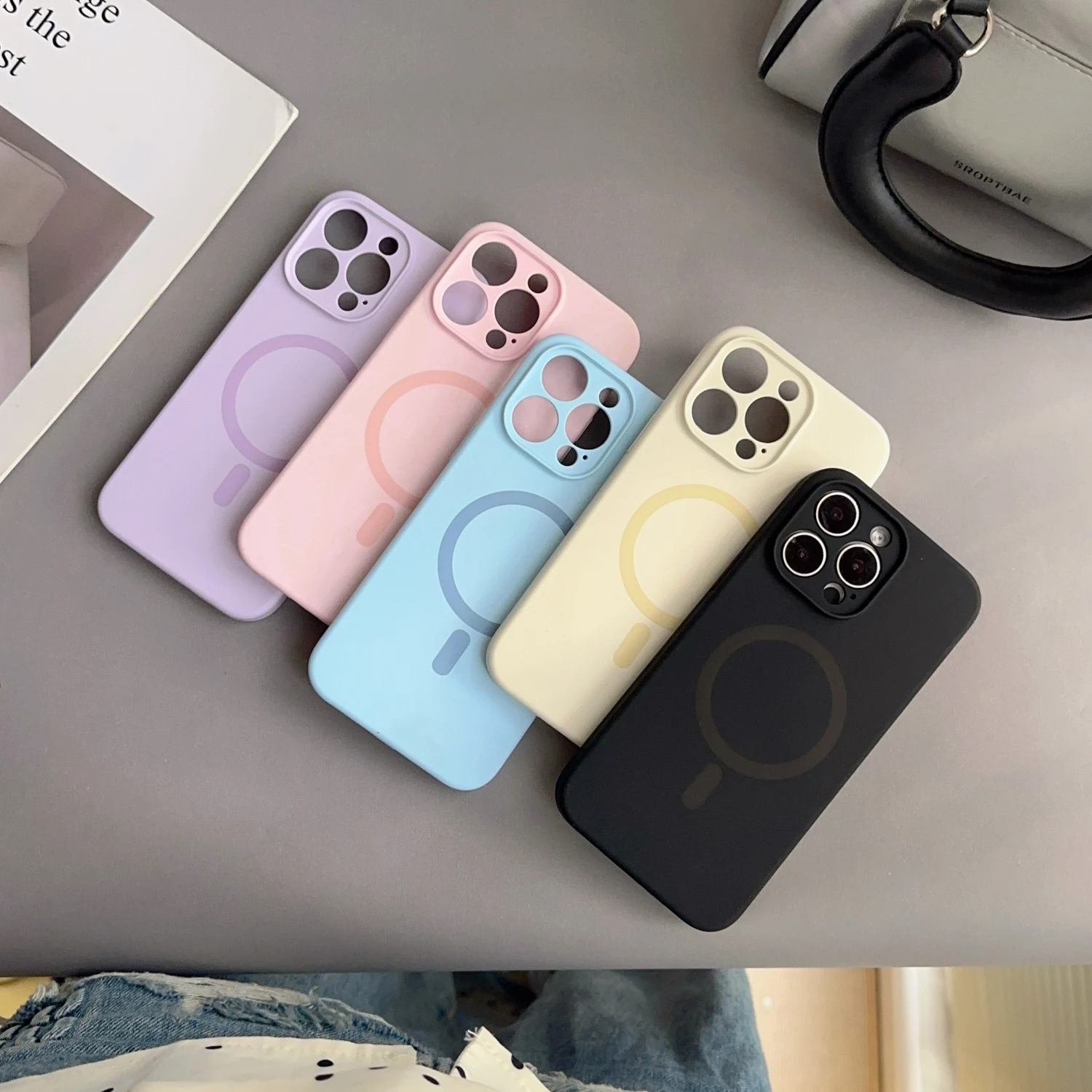 Luxury Candy Colorful Phone Case For iPhone 15 14 13 12 Pro Max 1514 Plus Shockproof Silicone Magnetic Wireless Charge Case