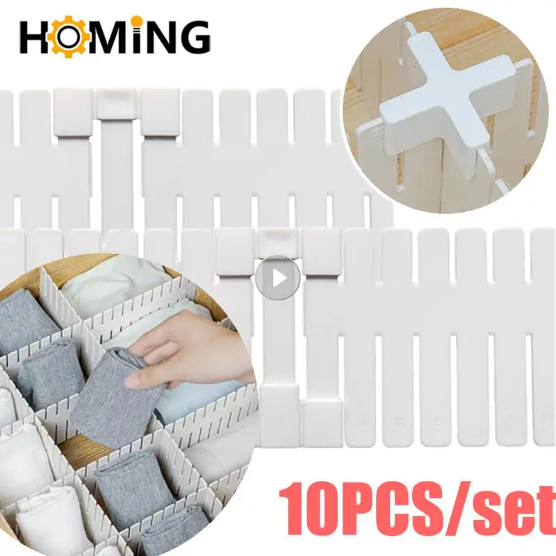 10PCS Drawer Partition Accessories Drawer Clapboard Storage Clapboard Cross Buckle Fixing Clip Divider Sock Underwear Organizer